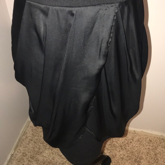 Black Mini Dress w/ Satin Overlay Petal Design - Picture 5 of 5